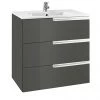 Roca Victoria-N 600m 3-Drawer Wall Hung Vanity Unit - Gloss Anthracite Grey