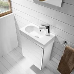 Roca Mini 450m Wall Hung Vanity Unit & Mirror Pack - Gloss White -Vanity Units Sales Store 855865806 D2 460