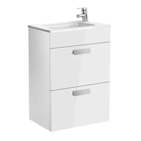 Roca Debba 500m 2-Drawer Wall Hung Vanity Unit - Gloss White 1 Roca Debba 500m 2-Drawer Wall Hung Vanity Unit - Gloss White