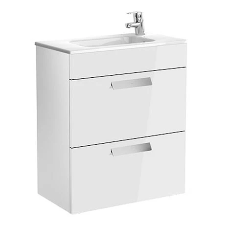 Roca Debba 600m 2-Drawer Wall Hung Vanity Unit - Gloss White 1 Roca Debba 600m 2-Drawer Wall Hung Vanity Unit - Gloss White