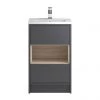 Hudson Reed Coast 500mm Floorstanding 2 Drawer Vanity Unit with Open Shelf & Basin - Grey Gloss/Driftwood