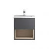 Hudson Reed Coast 500mm Wall Mounted Vanity Unit with Open Shelf & Basin - Grey Gloss/Driftwood