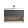 Hudson Reed Coast 800mm Wall Mounted Vanity Unit with Open Shelf & Basin - Grey Gloss/Driftwood