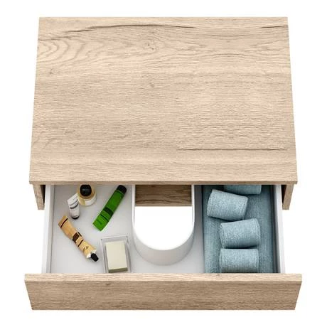 Arezzo Wall Hung Countertop Basin Shelf with Drawer - Rustic Oak - 600 x 450mm 5 Arezzo Wall Hung Countertop Basin Shelf with Drawer - Rustic Oak - 600 x 450mm - Image 5