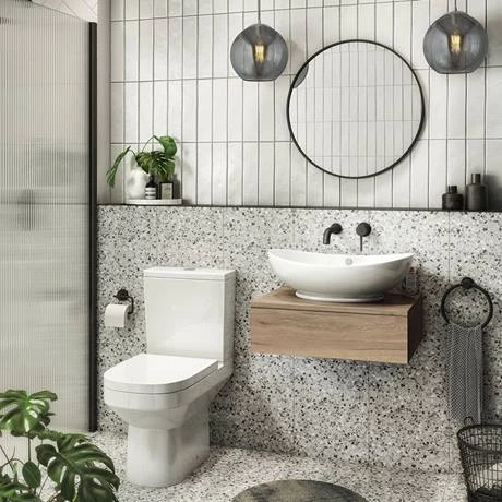 Arezzo Wall Hung Countertop Basin Shelf with Drawer - Rustic Oak - 600 x 450mm 3 Arezzo Wall Hung Countertop Basin Shelf with Drawer - Rustic Oak - 600 x 450mm - Image 3