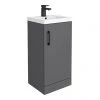 Apollo2 405mm Gloss Grey Floor Standing Vanity Unit w. Matt Black Handle