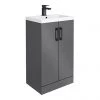 Apollo2 505mm Gloss Grey Floor Standing Vanity Unit w. Matt Black Handles
