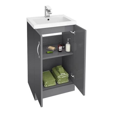 Apollo2 505mm Gloss Grey Floor Standing Vanity Unit 3 Apollo2 505mm Gloss Grey Floor Standing Vanity Unit - Image 3
