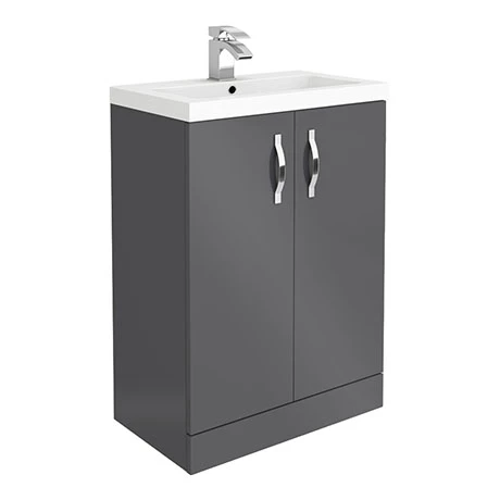 Apollo2 605mm Gloss Grey Floor Standing Vanity Unit 1 Apollo2 605mm Gloss Grey Floor Standing Vanity Unit