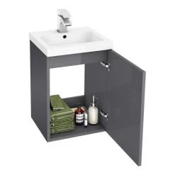 Apollo2 405mm Gloss Grey Wall Hung Vanity Unit -Vanity Units Sales Store AP2GWH4 d1 460
