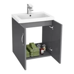 Apollo2 505mm Gloss Grey Wall Hung Vanity Unit -Vanity Units Sales Store AP2GWH5 d1 460