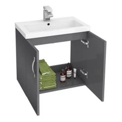 Apollo2 605mm Gloss Grey Wall Hung Vanity Unit 5 Apollo2 605mm Gloss Grey Wall Hung Vanity Unit -Vanity Units Sales Store AP2GWH6 d1 460