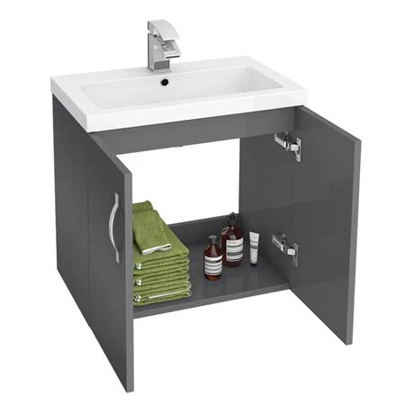 Apollo2 605mm Gloss Grey Wall Hung Vanity Unit 3 Apollo2 605mm Gloss Grey Wall Hung Vanity Unit - Image 3