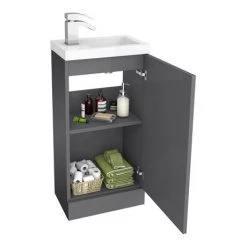 Apollo2 405mm Gloss Grey Compact Floor Standing Vanity Unit -Vanity Units Sales Store APC2GFS4 d1 460
