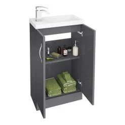 Apollo2 505mm Gloss Grey Compact Floor Standing Vanity Unit -Vanity Units Sales Store APC2GFS5 d1 460