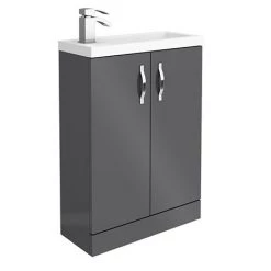 Apollo2 605mm Gloss Grey Compact Floor Standing Vanity Unit