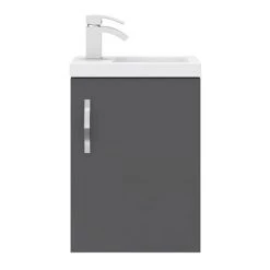 Apollo2 405mm Gloss Grey Compact Wall Hung Vanity Unit -Vanity Units Sales Store APC2GWH4 n d1 460