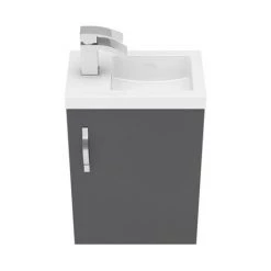 Apollo2 405mm Gloss Grey Compact Wall Hung Vanity Unit -Vanity Units Sales Store APC2GWH4 n d2 460