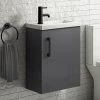 Apollo2 405mm Gloss Grey Compact Wall Hung Vanity Unit w. Matt Black Handle