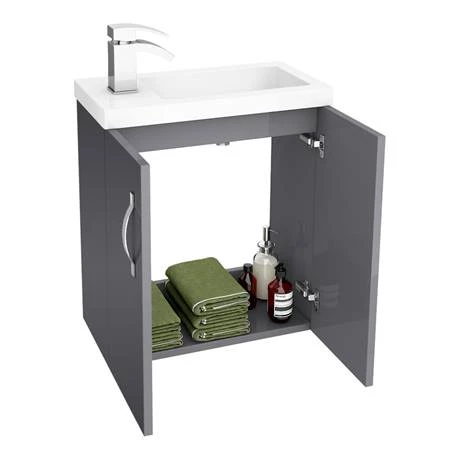 Apollo2 505mm Gloss Grey Compact Wall Hung Vanity Unit 3 Apollo2 505mm Gloss Grey Compact Wall Hung Vanity Unit - Image 3