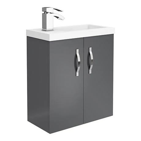 Apollo2 505mm Gloss Grey Compact Wall Hung Vanity Unit 1 Apollo2 505mm Gloss Grey Compact Wall Hung Vanity Unit