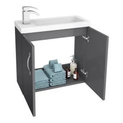 Apollo2 605mm Gloss Grey Compact Wall Hung Vanity Unit 5 Apollo2 605mm Gloss Grey Compact Wall Hung Vanity Unit -Vanity Units Sales Store APC2GWH6 d1 460