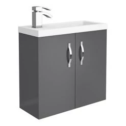 Apollo2 605mm Gloss Grey Compact Wall Hung Vanity Unit