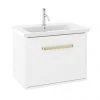 Crosswater Arena 600 Wall Hung Vanity Unit with Brushed Brass Handle - Pure White Gloss