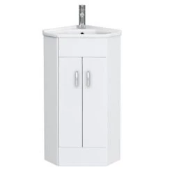 Alaska Corner Vanity Unit - Gloss White - 590mm with Chrome Handles -Vanity Units Sales Store AV001 ND1 460
