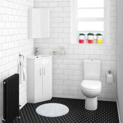 Alaska Corner Vanity Unit - Gloss White - 590mm with Chrome Handles -Vanity Units Sales Store AV001 ND5 460