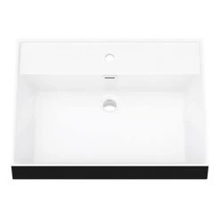 Arezzo Countertop Basin Unit - Concrete-Effect with Black Frame - 800mm inc. Gloss Black Basin -Vanity Units Sales Store AZ8CB2DBLK d2 460