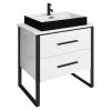 Arezzo Countertop Basin Unit - Gloss White with Black Frame - 800mm inc. Gloss Black Basin