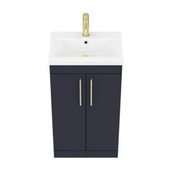 Arezzo 500 Matt Blue Floor Standing Vanity Unit with Brushed Brass Handles -Vanity Units Sales Store AZB5FSVBB D5 460 1
