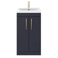 Arezzo 500 Matt Blue Floor Standing Vanity Unit with Brushed Brass Handles -Vanity Units Sales Store AZB5FSVBB d3 460