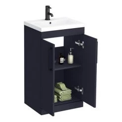 Arezzo 500 Matt Blue Floor Standing Vanity Unit with Matt Black Handles -Vanity Units Sales Store AZB5FSVBK d4 460