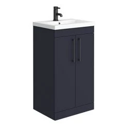 Arezzo 500 Matt Blue Floor Standing Vanity Unit with Matt Black Handles