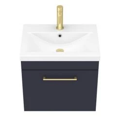 Arezzo 500 Matt Blue Wall Hung 1-Drawer Vanity Unit with Brushed Brass Handle 9 Arezzo 500 Matt Blue Wall Hung 1-Drawer Vanity Unit with Brushed Brass Handle -Vanity Units Sales Store AZB5WHVBB n d3 460