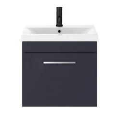 Arezzo 500 Matt Blue Wall Hung 1-Drawer Vanity Unit with Chrome Handle -Vanity Units Sales Store AZB5WHVCH ND3 460