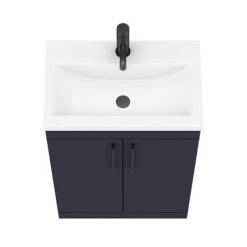Arezzo 600 Matt Blue Floor Standing Vanity Unit with Matt Black Handles -Vanity Units Sales Store AZB6FSVBK d6 460