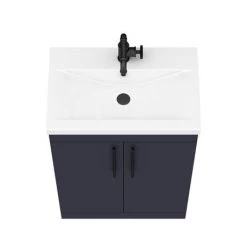 Arezzo Floor Standing Vanity Unit - Matt Blue - 600mm with Industrial Style Black Handles 11 Arezzo Floor Standing Vanity Unit - Matt Blue - 600mm with Industrial Style Black Handles -Vanity Units Sales Store AZB6FSVBKIS d5 460