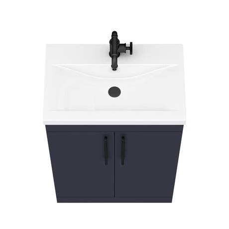 Arezzo Floor Standing Vanity Unit - Matt Blue - 600mm with Industrial Style Black Handles 6 Arezzo Floor Standing Vanity Unit - Matt Blue - 600mm with Industrial Style Black Handles - Image 6