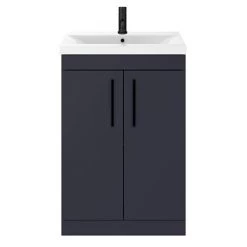 Arezzo 600 Matt Blue Floor Standing Vanity Unit with Matt Black Handles -Vanity Units Sales Store AZB6FSVBK nd2 460
