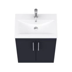 Arezzo Floor Standing Vanity Unit - Matt Blue - 600mm with Industrial Style Chrome Handles -Vanity Units Sales Store AZB6FSVCHIS n d5 460