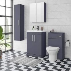 Arezzo 600 Matt Blue Floor Standing Vanity Unit with Chromes Handles -Vanity Units Sales Store AZB6FSVCH d4 460