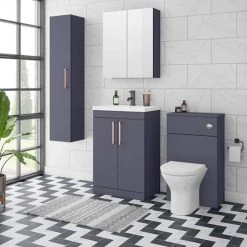 Arezzo 600 Matt Blue Floor Standing Vanity Unit with Rose Gold Handles 9 Arezzo 600 Matt Blue Floor Standing Vanity Unit with Rose Gold Handles -Vanity Units Sales Store AZB6FSVRG d3 460