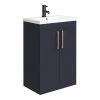 Arezzo 600 Matt Blue Floor Standing Vanity Unit with Rose Gold Handles
