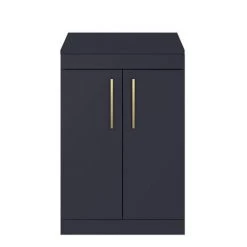 Arezzo Floor Standing Countertop Vanity Unit - Matt Blue - 600mm with Brushed Brass Handles -Vanity Units Sales Store AZB6FSWBB d2 460