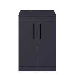 Arezzo Floor Standing Countertop Vanity Unit - Matt Blue - 600mm with Matt Black Handles -Vanity Units Sales Store AZB6FSWBK nd1 460