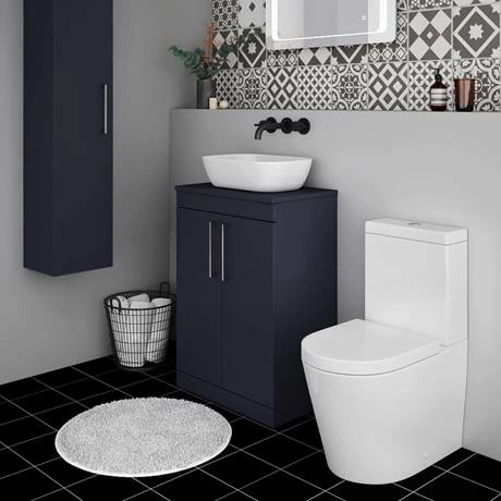 Arezzo Floor Standing Countertop Vanity Unit - Matt Blue - 600mm with Chrome Handles 4 Arezzo Floor Standing Countertop Vanity Unit - Matt Blue - 600mm with Chrome Handles - Image 4