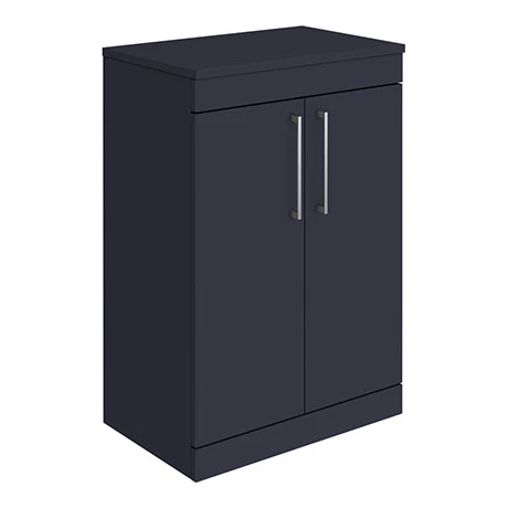 Arezzo Floor Standing Countertop Vanity Unit - Matt Blue - 600mm with Chrome Handles 1 Arezzo Floor Standing Countertop Vanity Unit - Matt Blue - 600mm with Chrome Handles